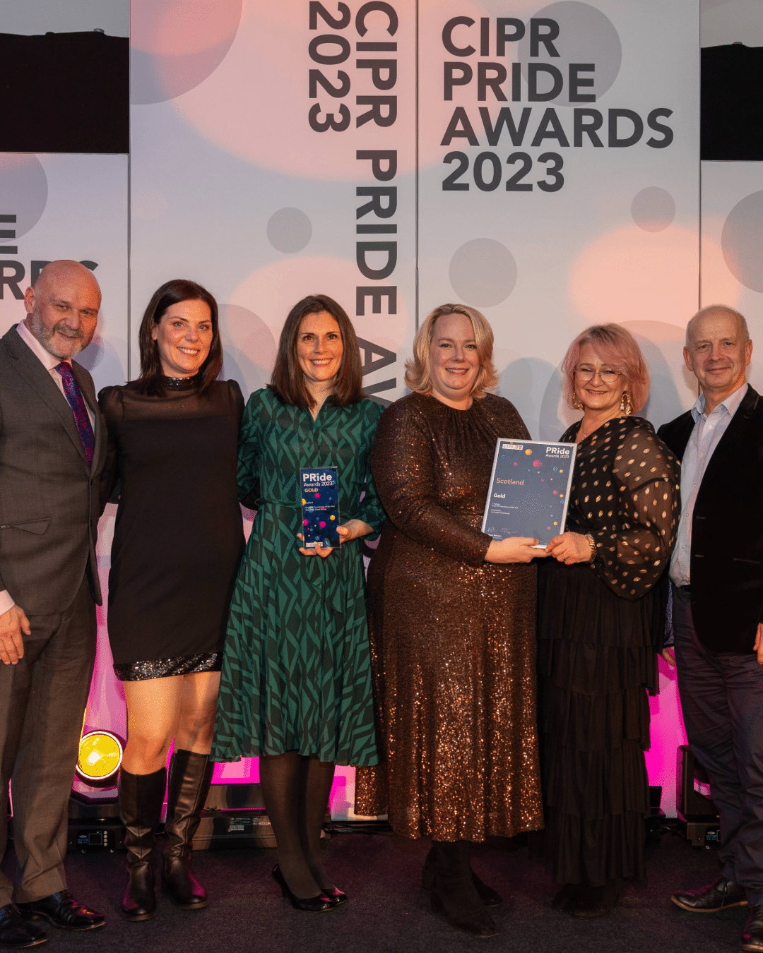 Marketing Agency Perth, Scotland - Cunningly Good Group - Cunningly Good Group marketing agency team at the CIPR Pride Awards 2023 in Perth, Scotland