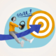 Cunningly Good Group Marketing Agency Perth, Scotland – visual of a woman steering a wheel along an arrow towards a target goal illustration.