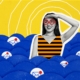 Cunningly Good Group Marketing Agency Perth, Scotland – visual of an illustrated woman wearing red glasses looking ahead above waves filled with email notification icons.